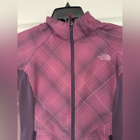 North Face S Purple grid plaid Jacket coat shell lightweight TNF - Picture 4 of 4